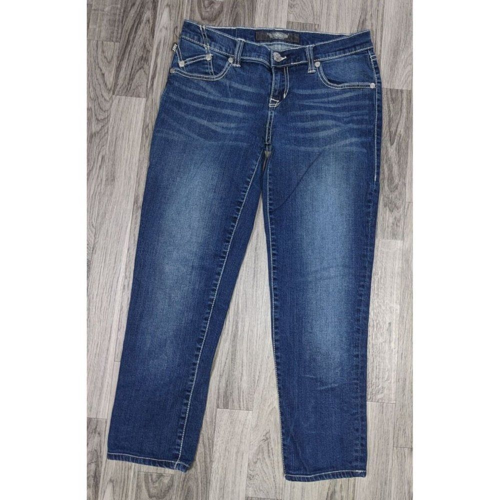 Rock & Republic Womens Size 30 Embroidered Pockets Ollie Cropped Denim Blue Jean